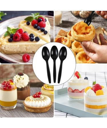 Cangfort Black Plastic Cutlery - 100 Disposable Plastic Spoons 5.78 Inch- Thick Matte Handle Safety & Sturdy - Ideal for Birthday BBQ Wedding & More 100Pcs Black Plastic Spoon - Buy Online on GoSupps.com