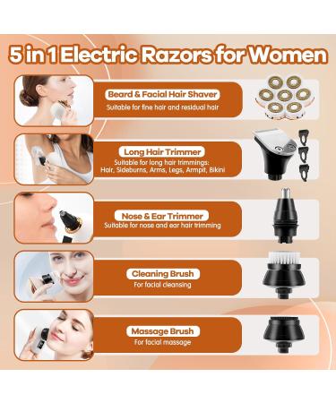 Buy 7D Electric Razor for Women - Painless 5-in-1 Facial Hair Removal & Bikini Trimmer | Rechargeable Wet/Dry Shaver for Arms Legs & More - Buy Online on GoSupps.com