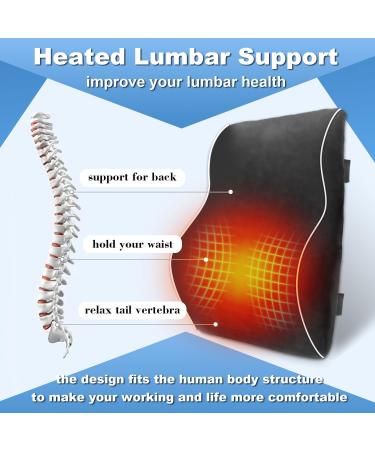 Heated Lumbar Support Pillow 12V Heating Lumbar Pad for Pain Relief for Back Neck and Shoulders Heating Pad for Car Office with Time Setting and Different Heating Level (12V) - Buy Online on GoSupps.com