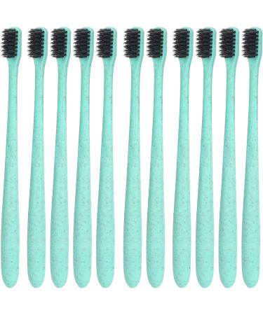 Jauarta 50pcs Disposable Wheat Straw Toothbrush with Tube | Eco-Friendly Portable Travel Oral Care (Green Belt Tube) - Buy Online on GoSupps.com