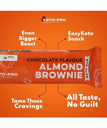 Keto-Pro Chocolate Almond Brownie Keto Bars (12 x 50g) | Low Carb, 2g Net Carbs | High Protein Snack - Buy Online on GoSupps.com