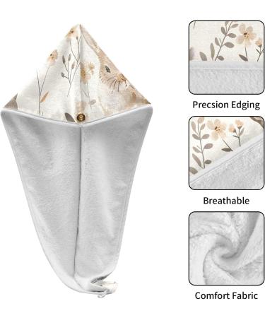 Super Absorbent Flowers Rabbits Hair Towel 2 Pack | Quick Dry Hair Turbans for Women & Girls - Buy Online on GoSupps.com