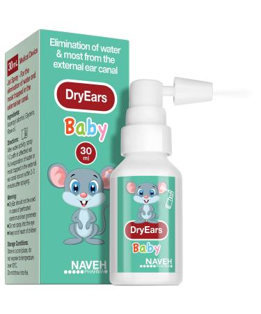 NAVEH PHARMA Dry Ears Baby | Swimmers Ear Drops Spray | Ear Drying Drops for Little Swimmers | Remove Water Trapped in Ears in Seconds | Prevent Hearing Loss (1 Fl Oz)