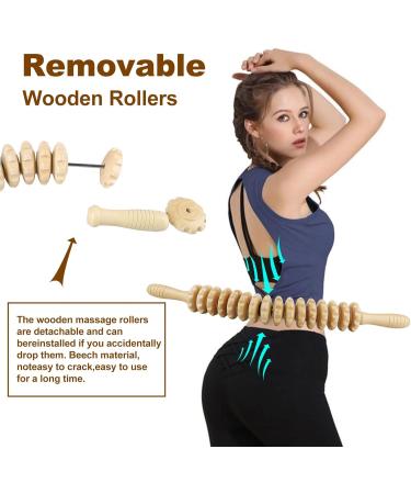 Altamenjor Wooden Fascia Roll - Gua Sha Massage Roller for Muscle Relaxation & Body Shaping | 16 Wheel Wood Massage Tool - Buy Online on GoSupps.com