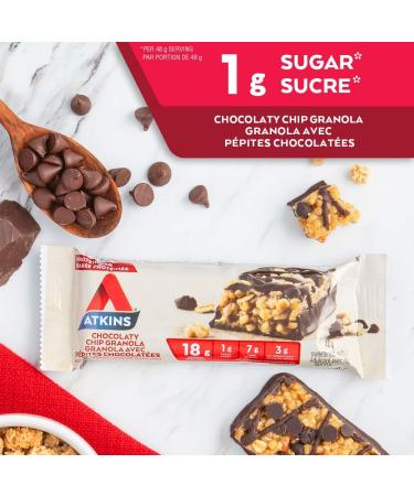 Atkins Snack Bars - Caramel Chocolaty Nut Roll Low Sugar High Fibre 2g Sugar 3g Carbs 5ct & Protein Bars - Chocolaty Chip Granola Low Sugar High Protein High Fibre 1g Sugar 3g Carbs 5ct Caramel Chocolaty Nut Roll + Protein Bars - Buy Online on GoSupps.com