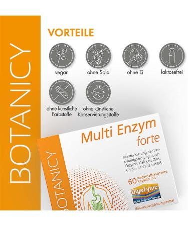  Botanicy Botanicy MULTI ENZYM FORTE - Normalizes digestion even in cases of lactose intolerance - DigeZyme multi-enzyme complex with digestive enzymes amylase protease lactase lipase and cellulase - Buy Online on GoSupps.com