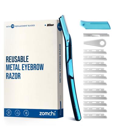 Zomchi eyebrow razor facial razor for women and men eyebrow trimmers with precise silicone shell facial razor with 11 blades for simple and safe facial hair removal (blue) - Buy Online on GoSupps.com