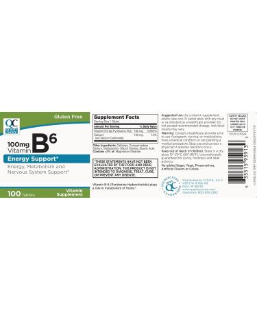 Quality Choice Vitamin B6 100mg - 100 Tablets for Energy & Wellness - Buy Online on GoSupps.com