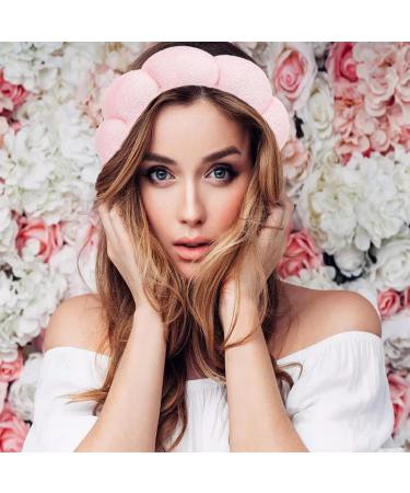 Yucca Sponge Spa Headband | Terry Cloth Bubble Makeup Headband for Women - Pink - Buy Online on GoSupps.com