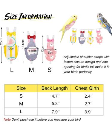 Namvo 4 Pieces Bird Diapers Flight Suite Liners Washable Reusable Protective Parrot Nappy Clothes with Waterproof Inner Layer Cute Urine Wet Suit for Parrot Macaw Budgies Parakeet L Size - Buy Online on GoSupps.com