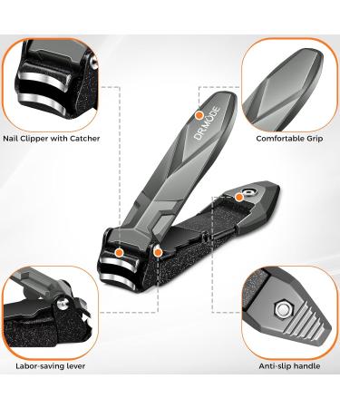 DRMODE Heavy Duty Nail Clippers with Catcher - Ultra Sharp Ergonomic Fingernail & Toe Nail Clippers for Men - Mess Free Self Collecting Design - Buy Online on GoSupps.com