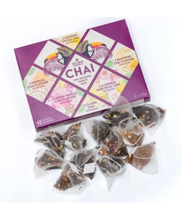 Chai Bags Premium Variety Pack | 12 Gourmet Servings | Includes Banoffee Chai Cocoa-Vanilla Chai Almond-Rose Chai - Buy Online on GoSupps.com