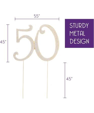 50 Cake Topper for 50th Birthday or Anniversary - Rhinestone Metal Party Decoration (Gold) - Buy Online on GoSupps.com