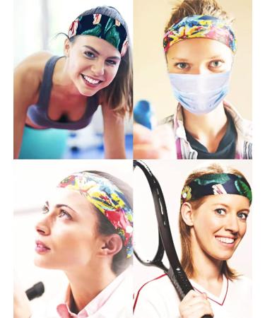 SHUNMEILO 7pcs Buttoned Mask Headbands for Women and Teen Girls - Floral Turban Yoga Head Wraps - Buy Online on GoSupps.com