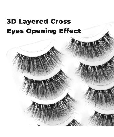 Siligli Fluffy 16mm Wispy False Eyelashes - Natural Look, Soft Full Lashes - Pack of 5 Pairs - Buy Online on GoSupps.com