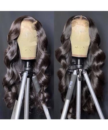 26 Inch Body Wave Human Hair Lace Front Wig 13x4 HD Lace 180% Density Brazilian Virgin Hair Glueless Wig for Black Women - Pre Plucked with Baby Hair, Natural Black - Buy Online on GoSupps.com
