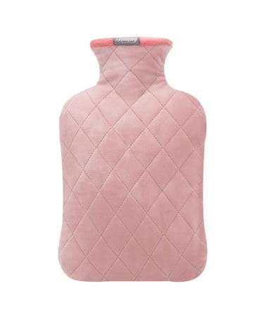 Samply Hot Water Bottle with Cover, 2L Hot Water Bag for Hot and Cold Compress, Hand Feet Warmer, Ideal for Menstrual Cramps, Neck and Shoulder Pain Relief,Pink