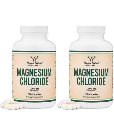 Magnesium Chloride (Cloruro De Magnesio) - 180 Capsules 1 000mg Per Serving Supports Digestive and Bone Health - Non-GMO and Gluten Free by Double Wood Supplements (Pack of 2) 180 Count (Pack of 2)