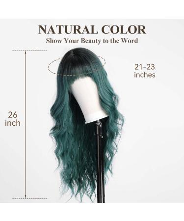 Emmor Green Wigs with Ponytail - Curly Synthetic Women's Long Heat-Resistant Wig for Everyday Use | Natural & Convenient - Buy Online on GoSupps.com