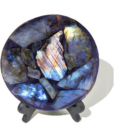 Crystal Rough Natural Labradorite Polished Slice Flash Labradorite Gemstone Slice for Reiki Collection Home D cor Rock Quartz CrystalOrnament Specimen + Pedestal - Buy Online on GoSupps.com