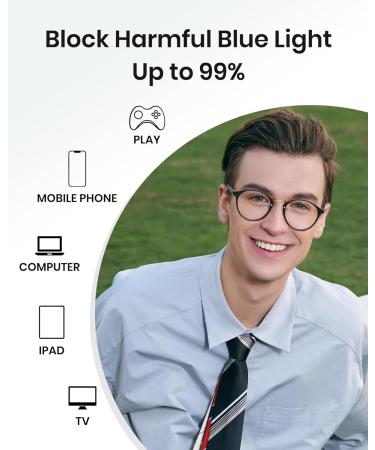 Cyxus Round Blue Light Glasses for Men & Women - UV Blocking Reduce Eye Strain Stylish Nerd Glasses (8065T01 Black - Buy Online on GoSupps.com