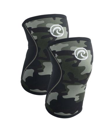 Rehband Kniebandage strength sport knee support for cross fit & heavy training knee sleep from 5 mm neoprene in many colors & sizes unisex m camo - 1 pair