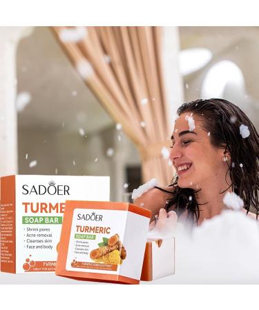  LINGJIONG organic turmeric soap for women natural soap face and body soap for dark spots hyperpigmentation smooth skin cleanses natural handmade - Buy Online on GoSupps.com