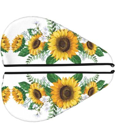 Hair Towel Wrap - Quick Drying Towel Turban with Button | Sunflower Design | Lightweight & Soft - Buy Online on GoSupps.com