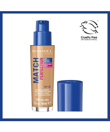 Rimmel London Match Perfection Foundation SPF 20 - 103 True Ivory 30ml | Buy Internationally at Your Store Name - Buy Online on GoSupps.com