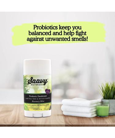 2 PACK- Saavy Naturals Probiotic Deodorant Aluminum-Free Baking Soda Free No Residue All Day Protection for Women Natural Vegan Formula Rosemary Mint - 1.7 Oz Fresh - Buy Online on GoSupps.com
