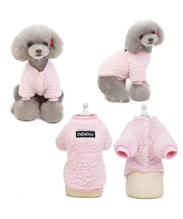 Tineer pet doggy winter lamb cashmere coat warm outdoor fleece dogFleece feed sweater jacket vest for small medium -sized dogs (l pink) l pink