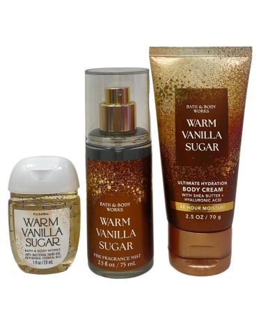Bath & Body Works Sweeter Together Warm Vanilla Sugar Gift Set - Fine Fragrance Mist - Ultimate Hydration Body Cream - Hand Gel - with a Peach Gardenia Sample Soap - Travel Size - Buy Online on GoSupps.com