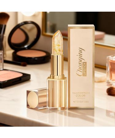 Color-Changing Lipstick for Women | 3.5g Glossy Tinted Plumping Lip Balm Non-Greasy Moisturizing Lip Balm with Gold Leaf for Women Makeup Beauty Skincare Dry Skin Winter Night Date - Buy Online on GoSupps.com