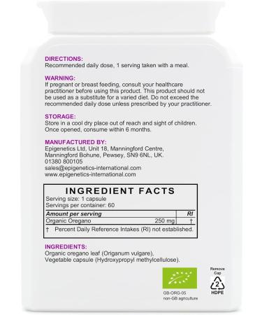 Organic Oregano 250mg Capsules | Natural Origanum Vulgare Herb Supplement | 60 Capsules (2 Month Supply) | Vegan Friendly UK Made - Buy Online on GoSupps.com