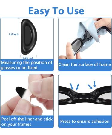 Frienda 24 Pairs Adhesive Eye Glasses Nose Pads D Shape Stick on Anti-Slip Soft Silicone Adhesive Nose Pads Glasses Nose Pad for Glasses Eyeglasses and Sunglasses 15 x 6 x 1.5 mm (Nero) Black - Buy Online on GoSupps.com