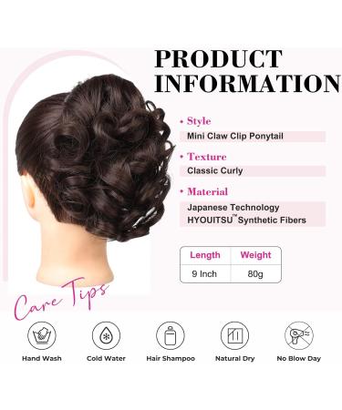 REECHO Short Curly Wavy Dark Brown Ponytail Extension - Claw Clip Hairpiece for Women - Buy Online on GoSupps.com