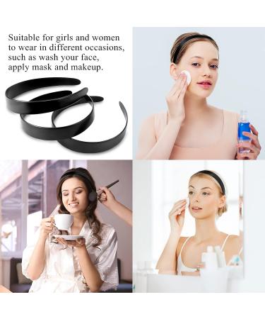 VOKOY 12 Pcs Black Plastic Headbands - 1 Wide Plain Hair Bands for Girls & Women - Buy Online on GoSupps.com