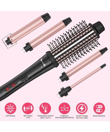 Shop Rose Gold Curling Wand & Iron Set | 0.35 to 1.5 Inch Thermal Curling Brush Perfect for Gorgeous Curls - Buy Online on GoSupps.com