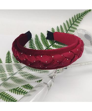 SARTS Braided Velvet Headband - Stylish & Fashionable Chunky Hairband for Women - 4.5CM Wide Winter Velvet Crown - Thick Velvet Head Band for Girls (Burgundy) - Buy Online on GoSupps.com