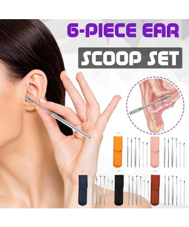 Portable Stainless Steel Earwax Removal Tool Kit - Set of 6 Pcs with PU Leather Case (Yellow) | Home and Travel Ear Cleaning Picks - Buy Online on GoSupps.com