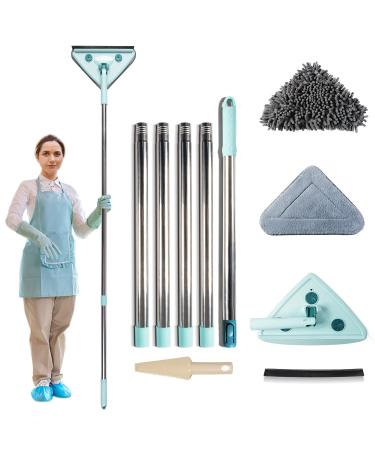 82 Inch Wall Mop with Long Handle,Baseboard Cleaner Tool with Handle,Triangle Mop Microfiber Wall Cleaner,Wall and Floor Cleaning Mop,Adjustable Extension Pole with 2 Removable Washable Mop Pads 2 Pads