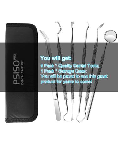 6 Pack Dental Tools Set - Professional Stainless Steel Oral Care Kit with Case | Tooth Scraper, Plaque & Tartar Remover - Buy Online on GoSupps.com