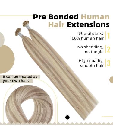 UGEAT Keratin Bonding Ash Blonde Highlight Hair Extensions 50g U Tip 16 inch (40cm) Real Human Hair 50 pcs #18P613 Brazilian Quality - Buy Online on GoSupps.com