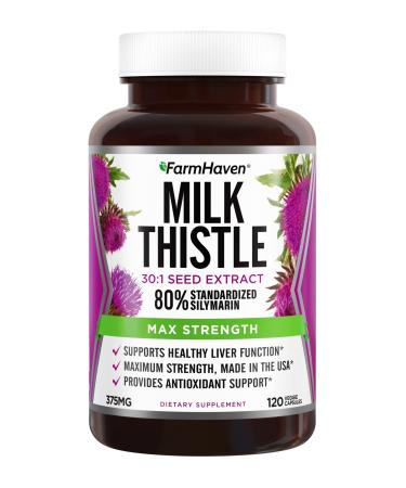 FarmHaven Milk Thistle Capsules | 11250mg Strength | 30X Concentrated Seed Extract & 80% Silymarin Standardized - Supports Liver Function and Overall Health | Non-GMO | 120 Veggie Capsules Pack of 1_120 Capsules