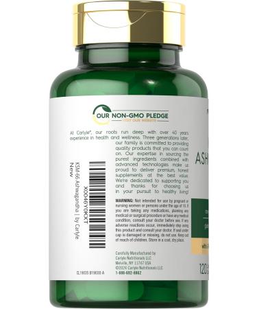 Carlyle KSM-66 Ashwagandha 600mg | 120 Caplets | Extract Supplement with L-Theanine | Vegan Non-GMO Gluten Free 120 Count (Pack of 1) - Buy Online on GoSupps.com
