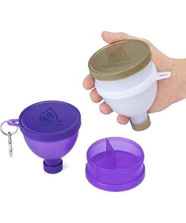 Hydra Cup [4 PACK] - Protein Powder Funnel with Supplement Storage & Dispenser (Purple/Pink/White/Gold/Green) - Buy Online on GoSupps.com