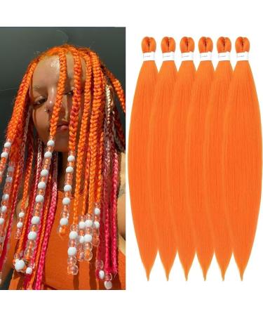 YDDM PRE Stretched Braiding Hair Extensions 20 inch 6packs Extensions Kunsthaar Braids Orange Hair Extension Art hair for braiding Extension for Braids Jumbo Braids Haar (20 inches Orange#) 50.8cm-20 inches (6 Pack) Orange##