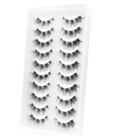Veleasha Fluffy Wispy Faux Mink Eyelashes - 10 Pairs Criss-Cross False Lashes for Fox Eye Look | International Shipping Available - Buy Online on GoSupps.com