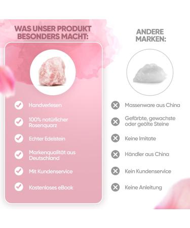 Puraja Rosenquarz Naturstein | Premium Healing Stone & Decorative Quartz | 200-300g - Ideal for Water Computation & Good Luck - Buy Online on GoSupps.com