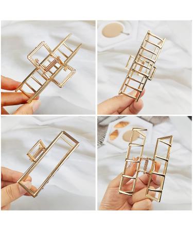 4 Pieces Large Gold Metal Hair Clips - Strong Slipproof Claw & Hollow Fix - Vintage Geometric Irregular Hair Accessories for Women & Girls - Buy Online on GoSupps.com